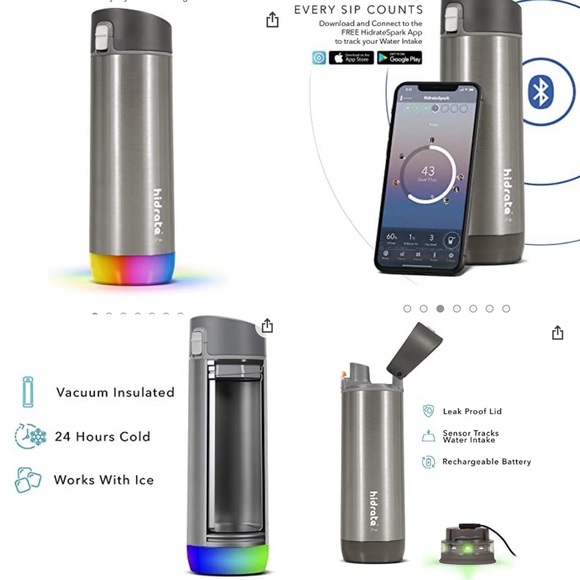 Hidrate Spark Other - Hidrate Spark Steel Vacuum Insulated Stainless Steel Water Bottle . 21oz New.